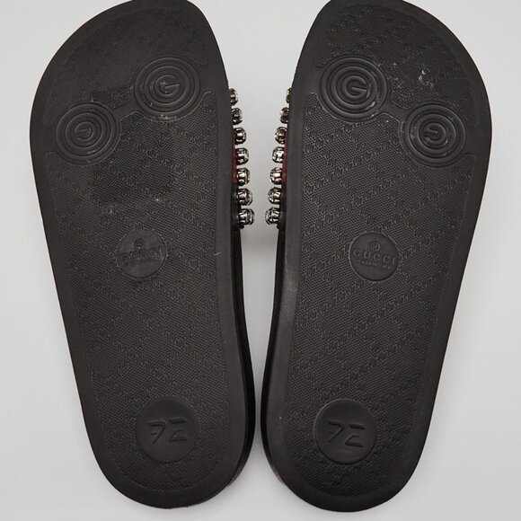 Gucci Black Rubber Crystal Pool Slides Size 5.5/36 - Picture 2 of 4